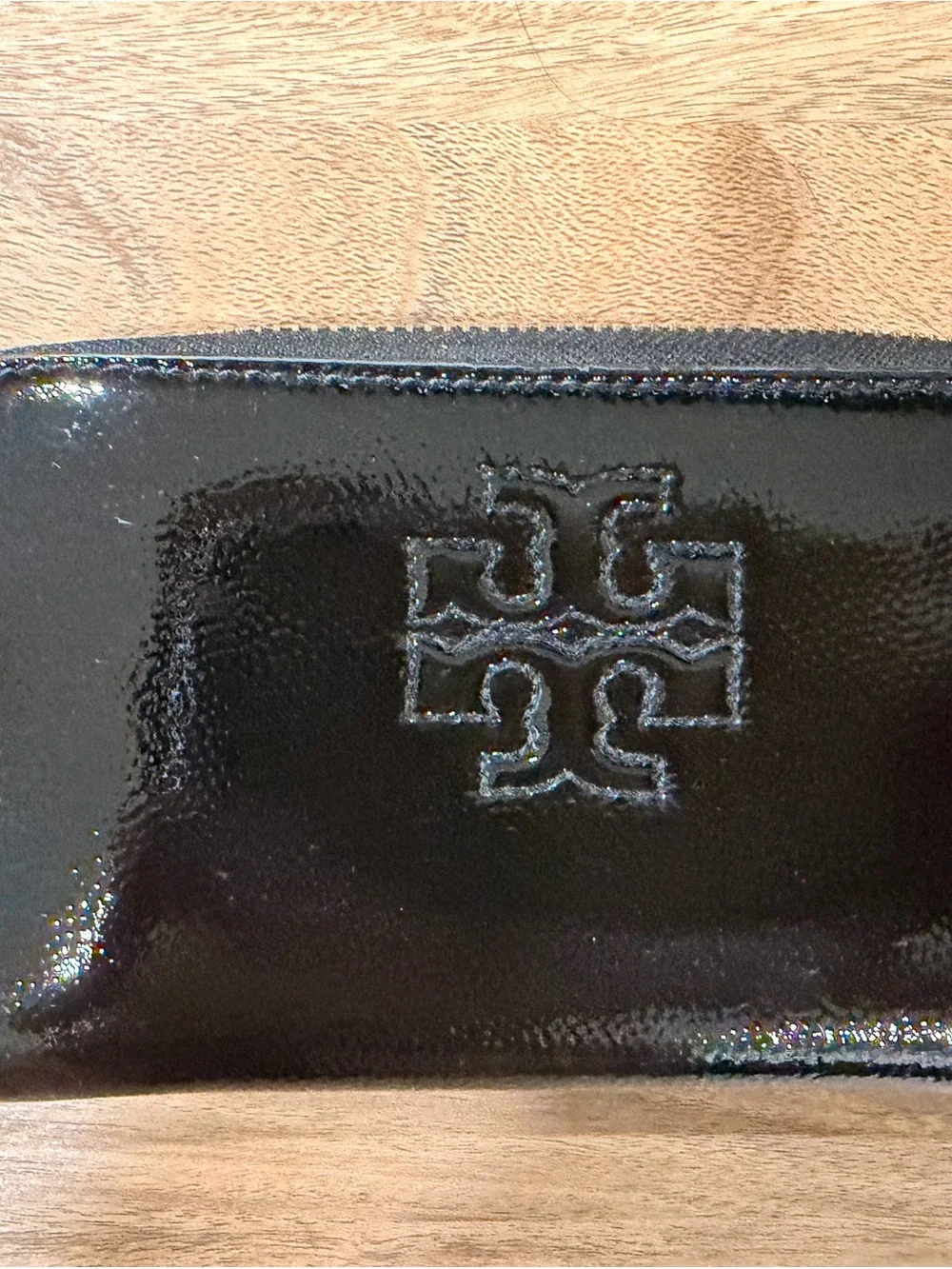 Tory Burch Black Patent Leather Zip Wristlet/Wallet